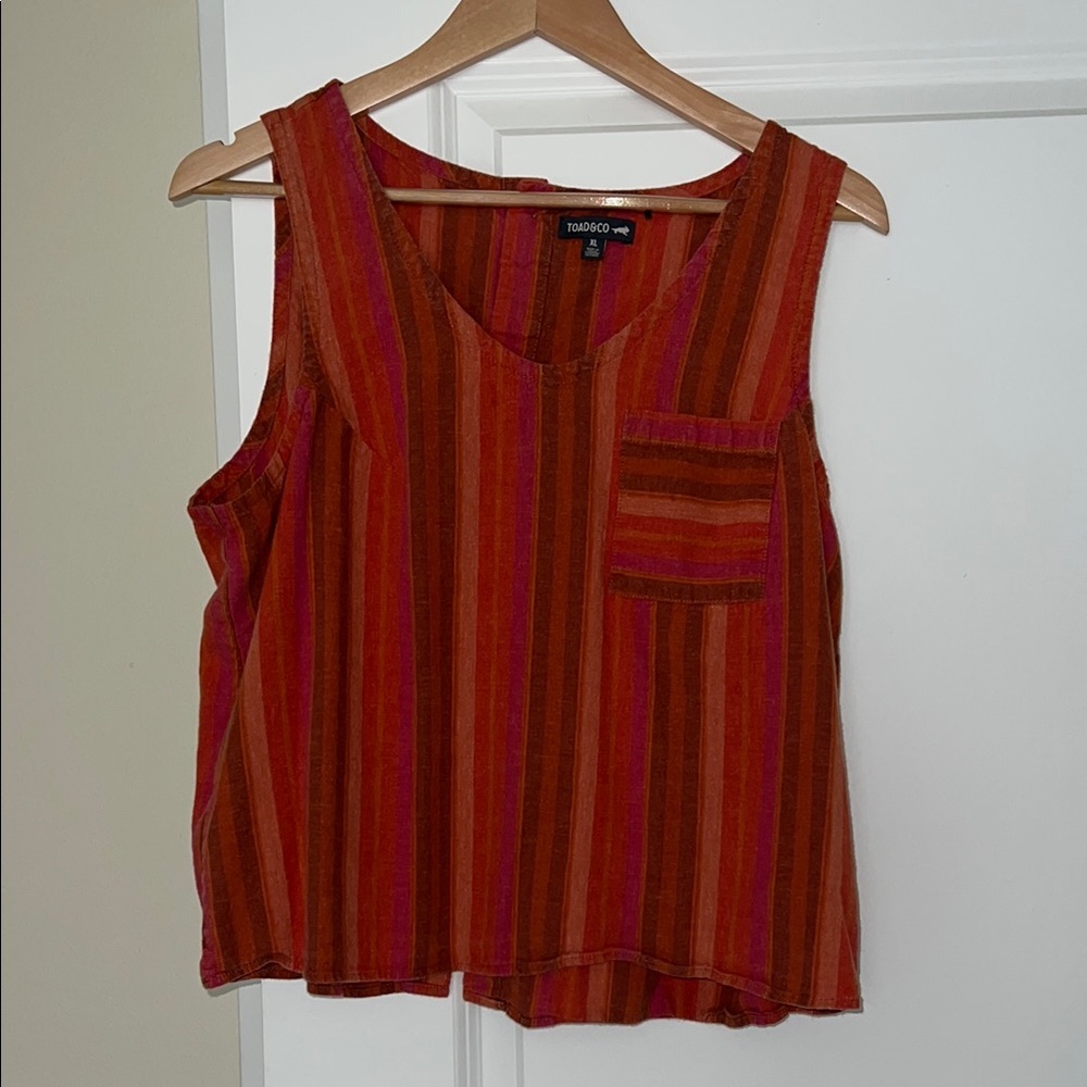 Toad&Co. Taj Hemp Button Back Tank Rust Stripes